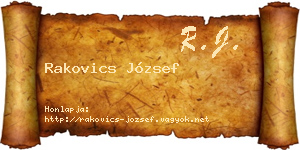 Rakovics József névjegykártya